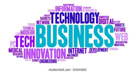 Business Tech word cloud on a white background. 