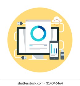 Business technologies theme, flat style, colorful, vector icon for info graphics, websites, mobile and print media.