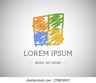 Business, technology abstract logo template for branding and design. Hand drawn. Unusual and original style. Vector illustration