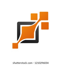 Business technology abstract pixel vector logo template