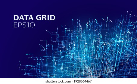 Business Technology Abstract Vector Background. Tech Grid Data Circuit