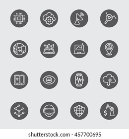 Business technology black circle line icon