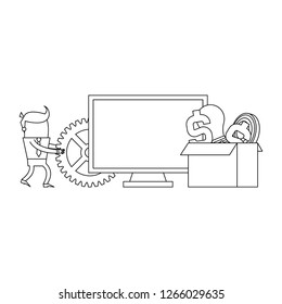 Business and technology in black and white