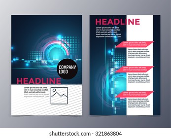 business and technology brochure design template vector tri-fold in A4size  for use as company annual report, poster,flyer