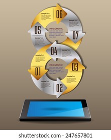 Business technology bubble speech template style. cycle text box template for website computer graphic and internet. Infinity. gold silver