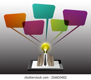 Business technology bubble speech template style. text box template for website computer graphic and internet. businessman