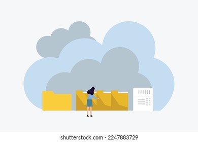 Business technology cloud computing service 2d vector illustration concept for banner, website, illustration, landing page, flyer, etc