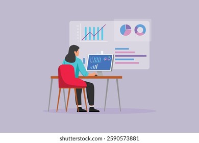 Business Technology concept. Colored flat vector illustration isolated
