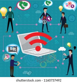 Business and technology concept, internet and created ideas can make money for you –  Vector Illustration
