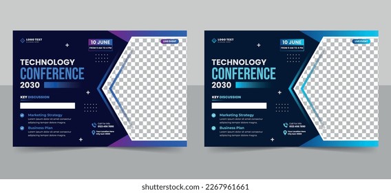 Business technology conference flyer and invitation banner template design - Powered by Shutterstock - Get 15% off with code: PIKWIZARD15
