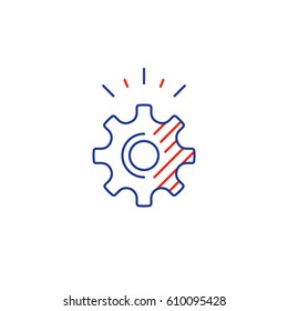 Business technology development, technical support gear wheel, vector mono line icon