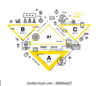 Business Technology Elements Set. Template with Steps and Options. Infographic Elements. Design Layout for Business Cards, Websites, Presentations, Flyers and Posters. Flat Style. Thin Line Icons.