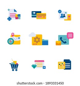 business and technology flat style icon set vector illustration