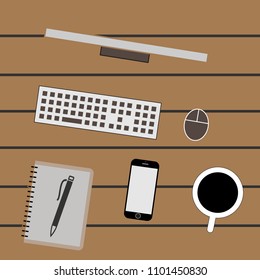 Business, technology and freelancing concept, office desktop with laptop, tablet, files