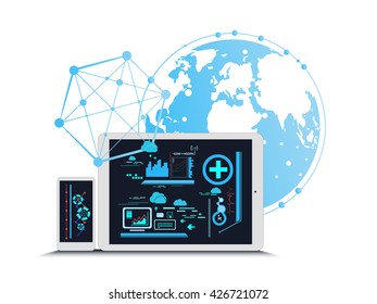 business technology global communication. isolated vector