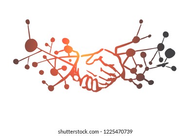 Business technology, hand, future, digital, network concept. Hand drawn innovation technologies in business concept sketch. Isolated vector illustration.