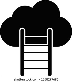 Icono de negocios y tecnología para nube y escalera 