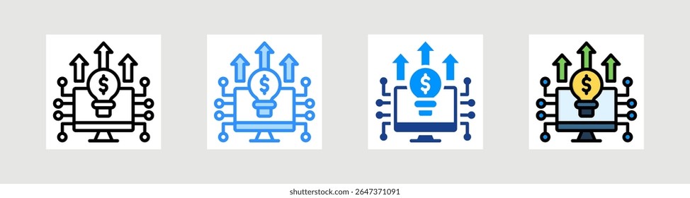 Conjunto de Colección de íconos de Tecnología de negocios Estilo múltiple
