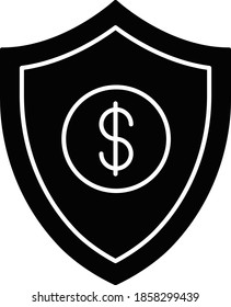 Business and technology icon for dollar & protection 