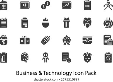 Paquete de iconos de negocios y tecnología con diversos iconos para diversas aplicaciones y servicios