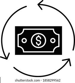 Icono comercial y tecnológico para transferencia y dólar 
