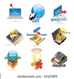 Business and technology icons. Heading concepts for document, article or website. Vector illustration.