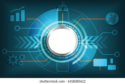 Business technology info graphic vector,abstract data tech background template,people ,chart,computer,earth,gear icons.success community network internet concept,vector art and illustration.