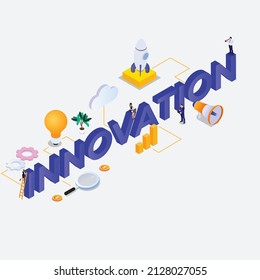 Business technology innovation isometric 3d vector concept for banner, website, illustration, landing page, flyer, etc.