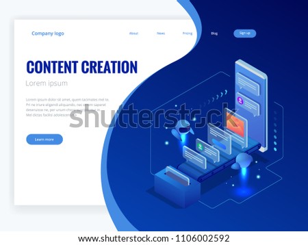 Business, technology, internet and networking concept. Content strategy, content marketing, writing, distribution vector illustration