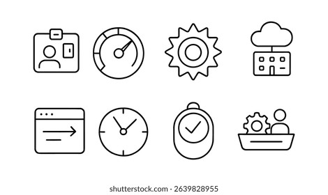 Business, technology linear icon set. professional, digital office icons outline collection