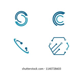 Business technology logo template vector 
