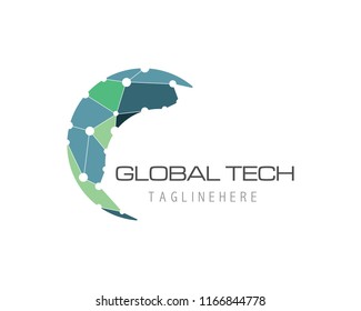 Business technology logo template vector 