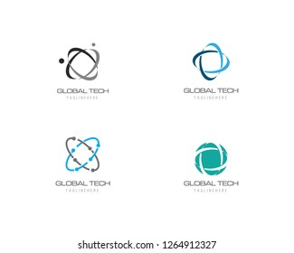 Business technology logo template vector