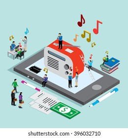 business technology mobile phone for music. isometric concept