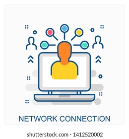 Business, Technology, Network Connection Icon Concept