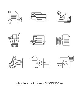 business and technology outline line stroke icon set vector illustration