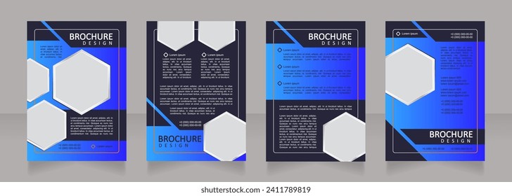 Business technology and power industry blank brochure design. Template set with copy space for text. Premade corporate reports collection. Editable 4 paper pages. Calibri, Arial fonts used