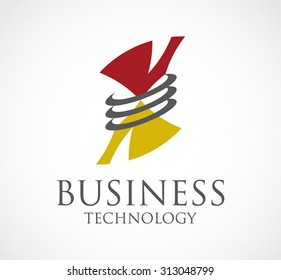 Business technology ring connect triangle abstract vector logo design template digital future company icon corporate identity symbol concept