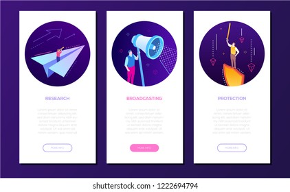 Business and technology - set of isometric banners