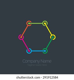 Business Technology vector logo design template. Icon, sign or symbol for digital concept or info-graphic. Colorful hexagon shape.