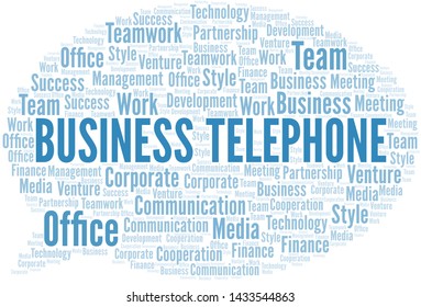 Business Telephone word cloud. Collage made with text only.