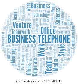 Business Telephone word cloud. Collage made with text only.