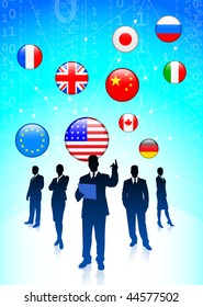 Business Tema with Internet Flag Buttons Background Original Vector Illustration