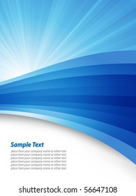 Business template with abstract waves circles and sample text