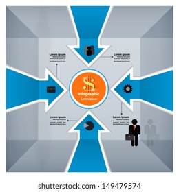 Business template with arrows, ideal for presentations, as the brochure, template