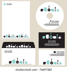 Business template, blue kitchen/restaurant/cafe set