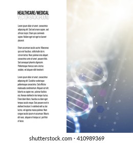 Business template for brochure, magazine, flyer, booklet or annual report. DNA molecule structure on a blue background. Science vector background.
