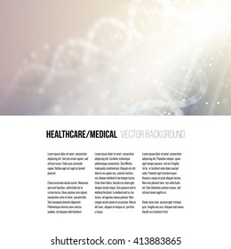 Business template for brochure, magazine, flyer, booklet or annual report. DNA molecule structure on a blue background. Science vector background.