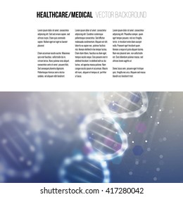 Business template for brochure, magazine, flyer, booklet or annual report. DNA molecule structure on a blue background. Science vector background.