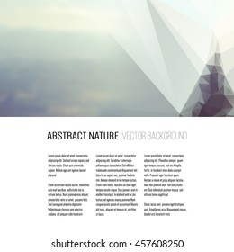 Business template for brochure, magazine, flyer, booklet or annual report. Abstract colorful polygonal backdrop, blurred background, mountain landscape, modern stylish triangle vector texture.